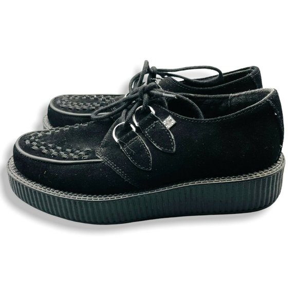 tuk Shoes - T.U.K Vegan Creeper Platform Shoes Black Lace Up Leather Sneaker Women Size 9